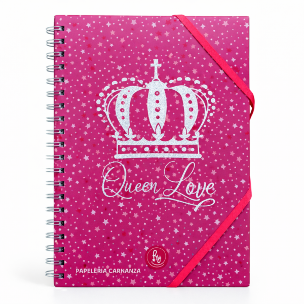 CUADERNOS UNIVERSITARIO C/ ESPIRAL 28 X 20  ” QUEEN LOVE ” A4 RY DESIGN CUADRICULADO