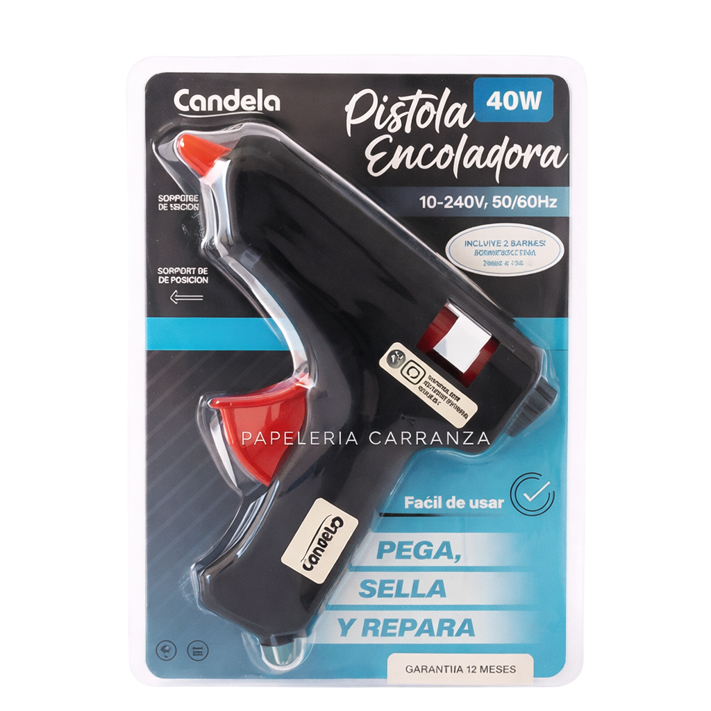 Pistola Encoladora " CANDELA " Grande 40 W Con Pico Aislado + 2 BARRAS