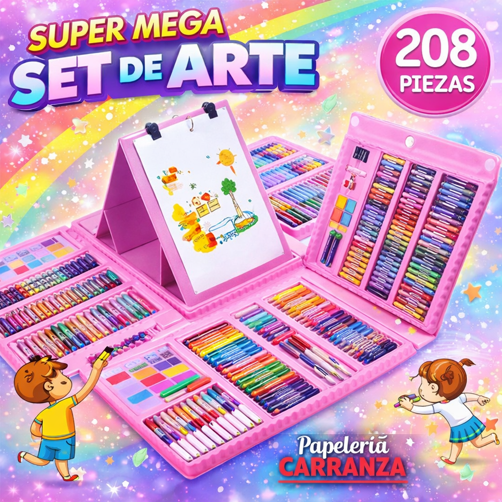 VALIJA * ART SET ROSA * x 208 PIEZAS - SUPER MEGA SET DE ARTE -