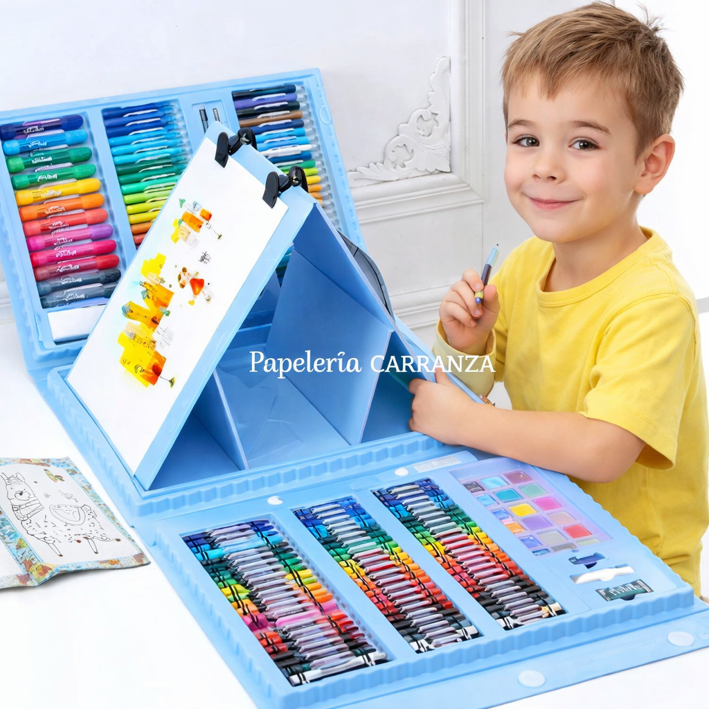 VALIJA * ART SET CELESTE * x 208 PIEZAS - SUPER MEGA SET DE ARTE -