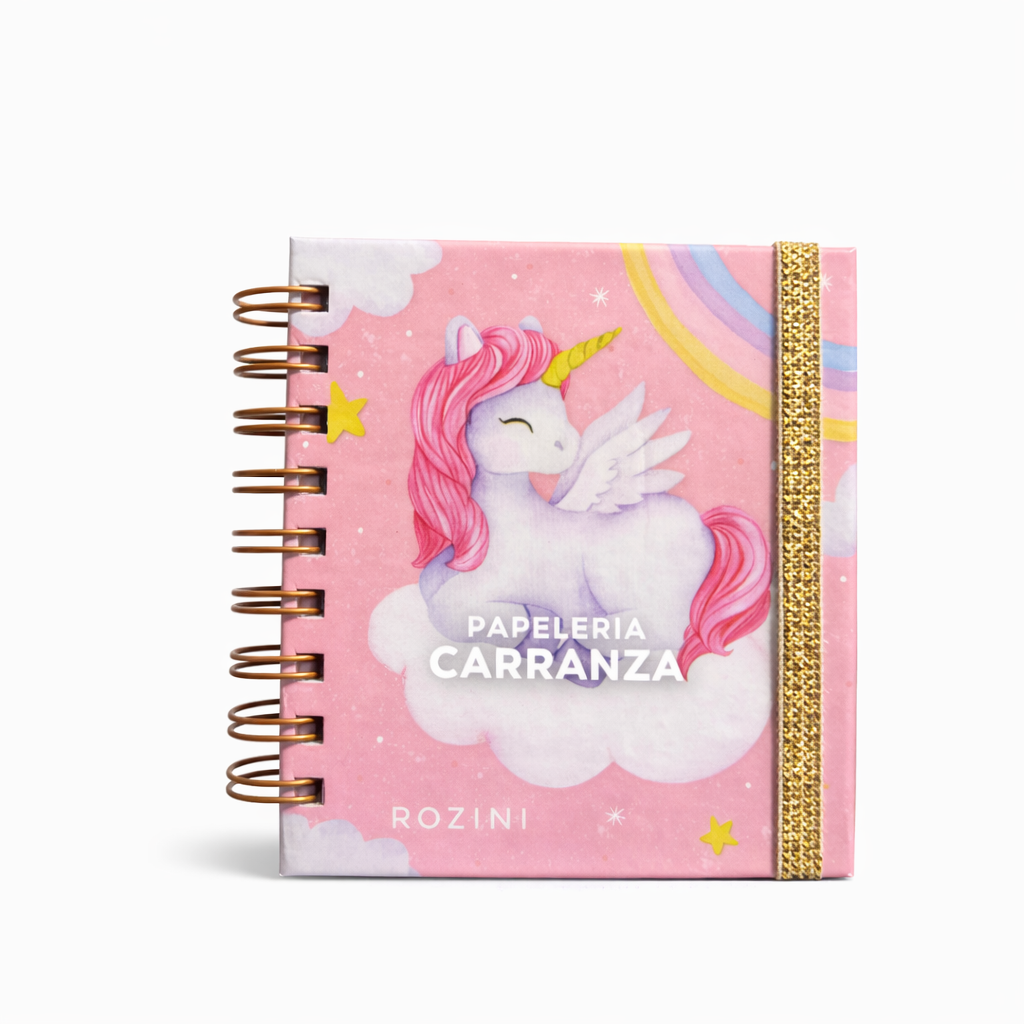 Libretas c/ espiral ** UNICORNIOS ** (Tapa Dura De Bolsillo) 80 Hojas LISAS Multicolor Arcoiris