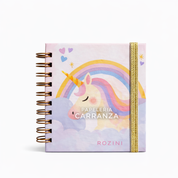 Libretas c/ espiral ** UNICORNIOS ** (Tapa Dura De Bolsillo) 80 Hojas LISAS Multicolor Arcoiris