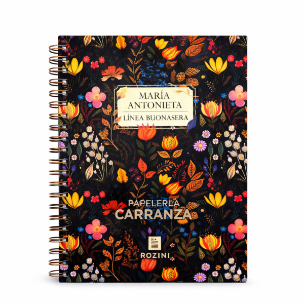 CUADERNOS C/ ESPIRAL 15 X 21 ” MARÍA ANTONIETA (FLORES) ” 90 Hojas RAYADAS c/ Diseño A5 TAPA SEMI RIGIDA
