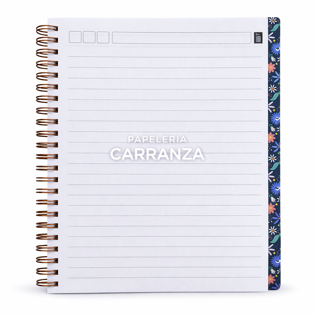CUADERNOS C/ ESPIRAL 15 X 21 ” MARÍA ANTONIETA (FLORES) ” 90 Hojas RAYADAS c/ Diseño A5 TAPA SEMI RIGIDA
