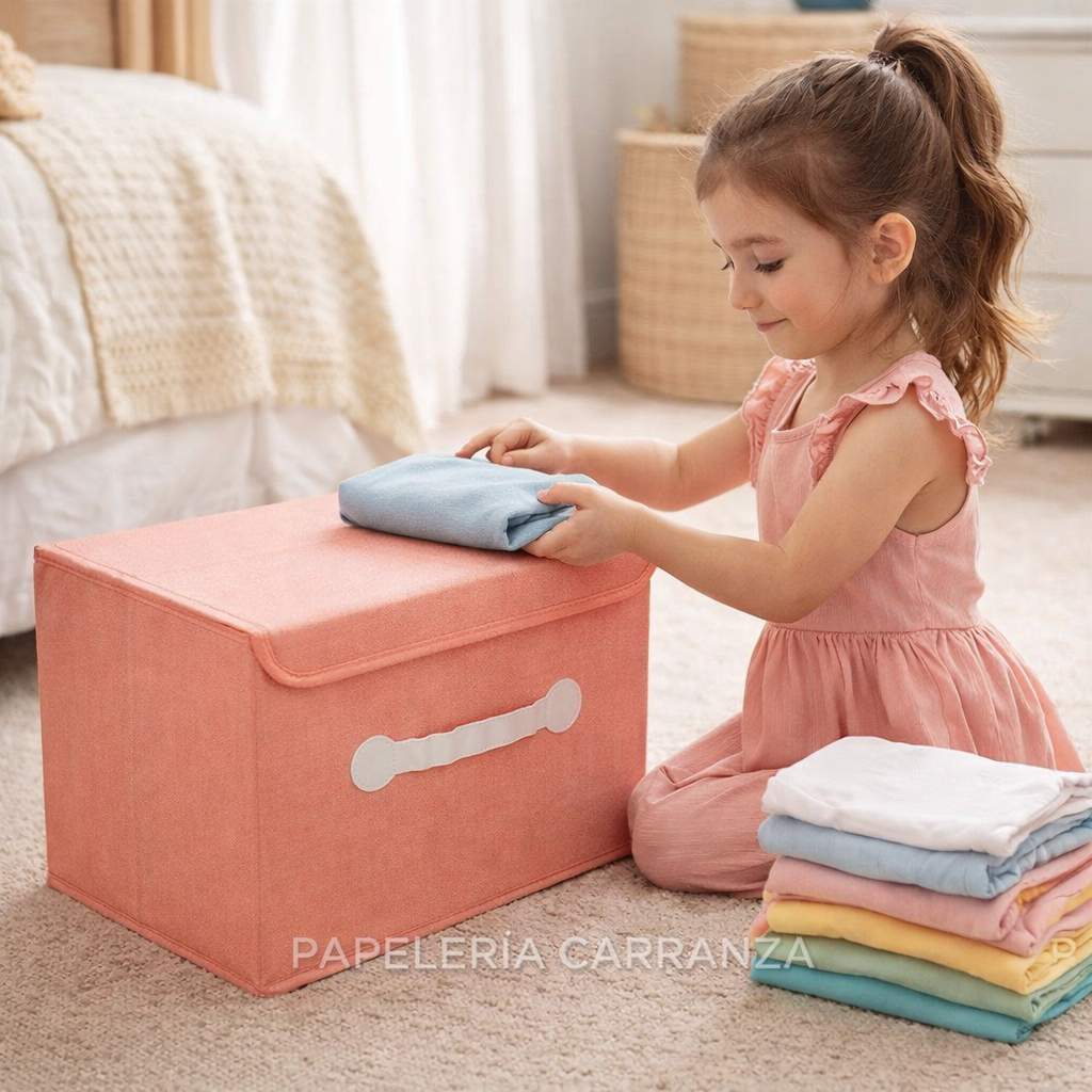 Caja Rigida - Organizadora "Coral" con Tapa Plegable Grande