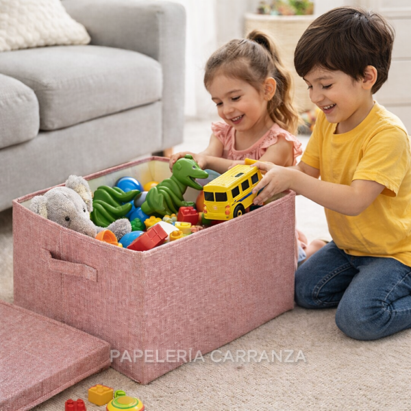 Caja Rigida Plegable - Rosa palo - Organizadora con Tapa Extra Grande