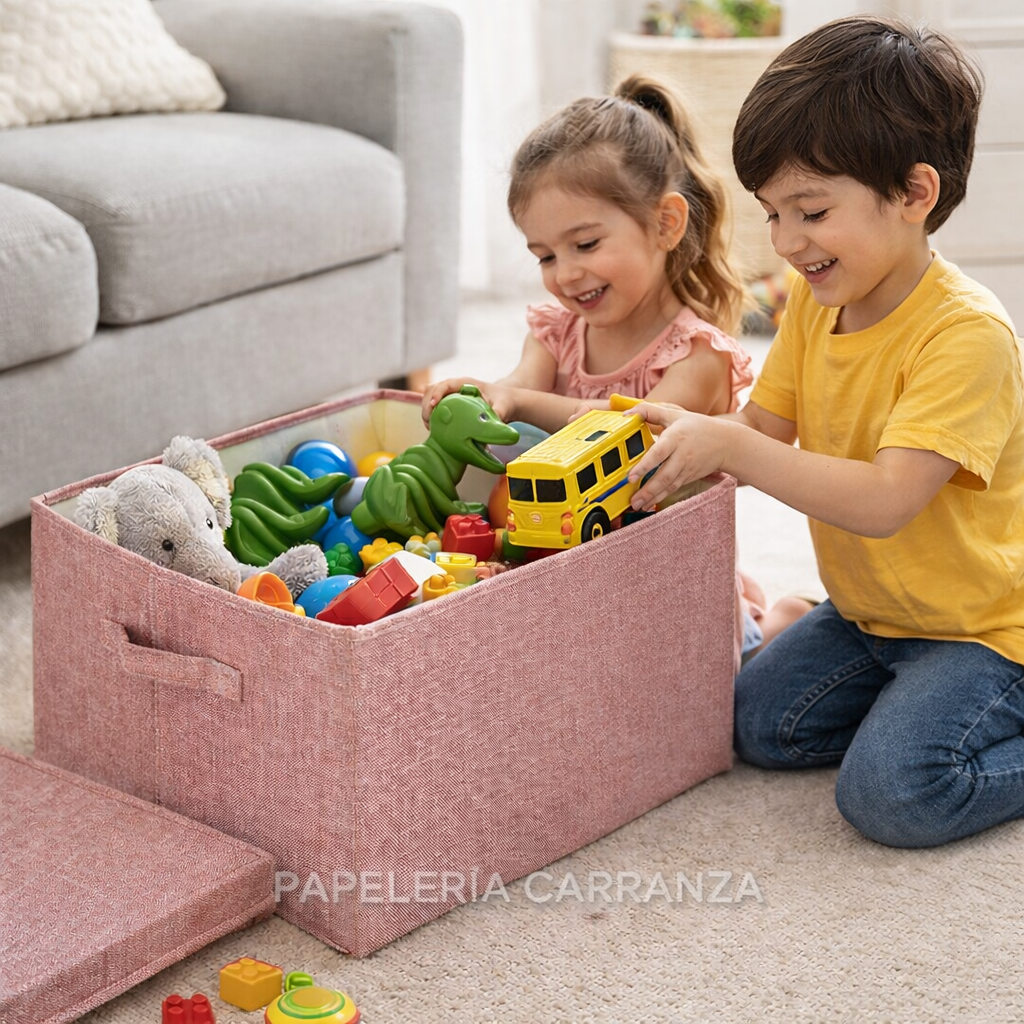 Caja Rigida Plegable - Rosa palo - Organizadora con Tapa Extra Grande