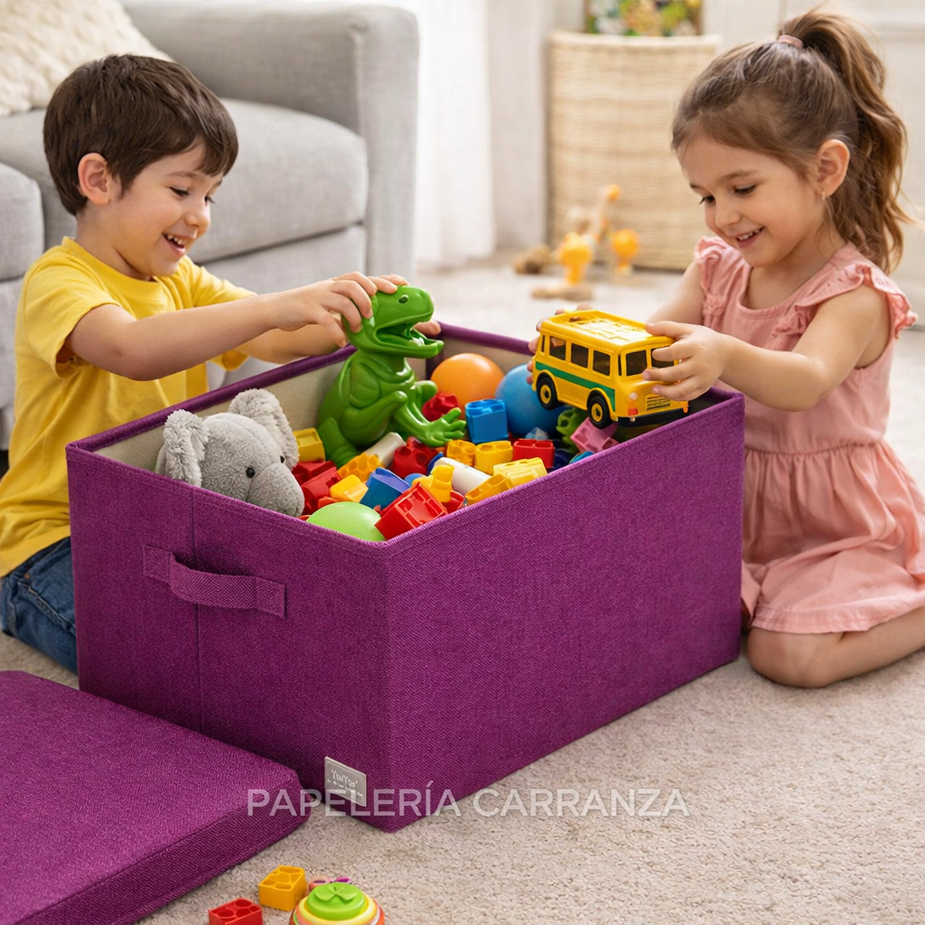 Caja Rigida Plegable - Bordó - Organizadora con Tapa Extra Grande (Color Exacto en la Ultima Foto)