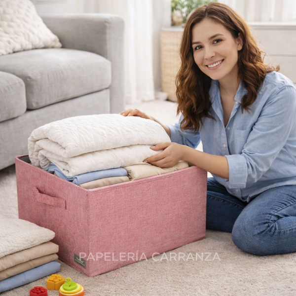 Caja Rigida Plegable - Fucsia - Organizadora con Tapa Extra Grande (Color Exacto en la Ultima Foto)