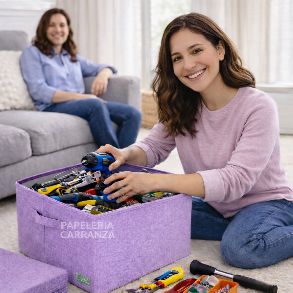 Caja Rigida Plegable - Lila Pastel - Organizadora con Tapa Extra Grande (Color Exacto en la Ultima Foto)