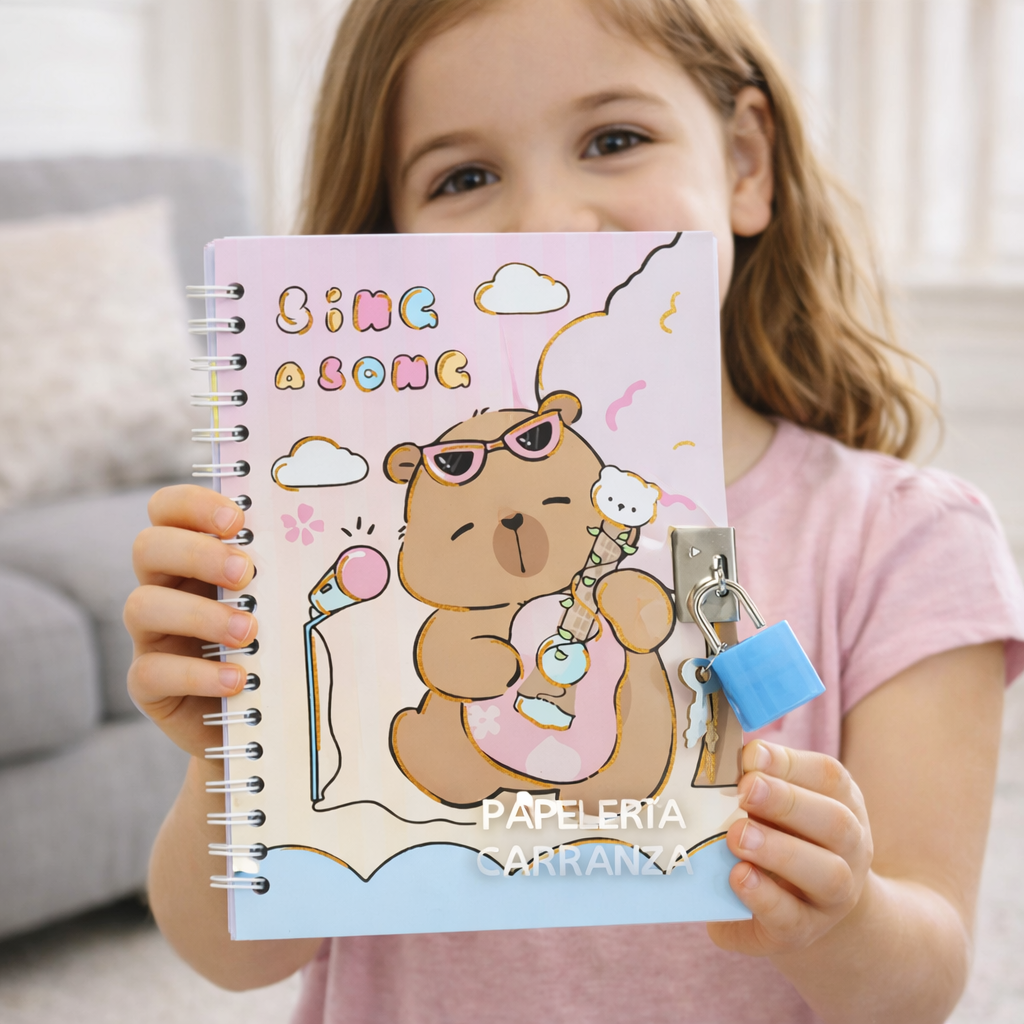 Diario Intimo A5 "Capybara" c/ Candadito Tapa Dura Reforzado