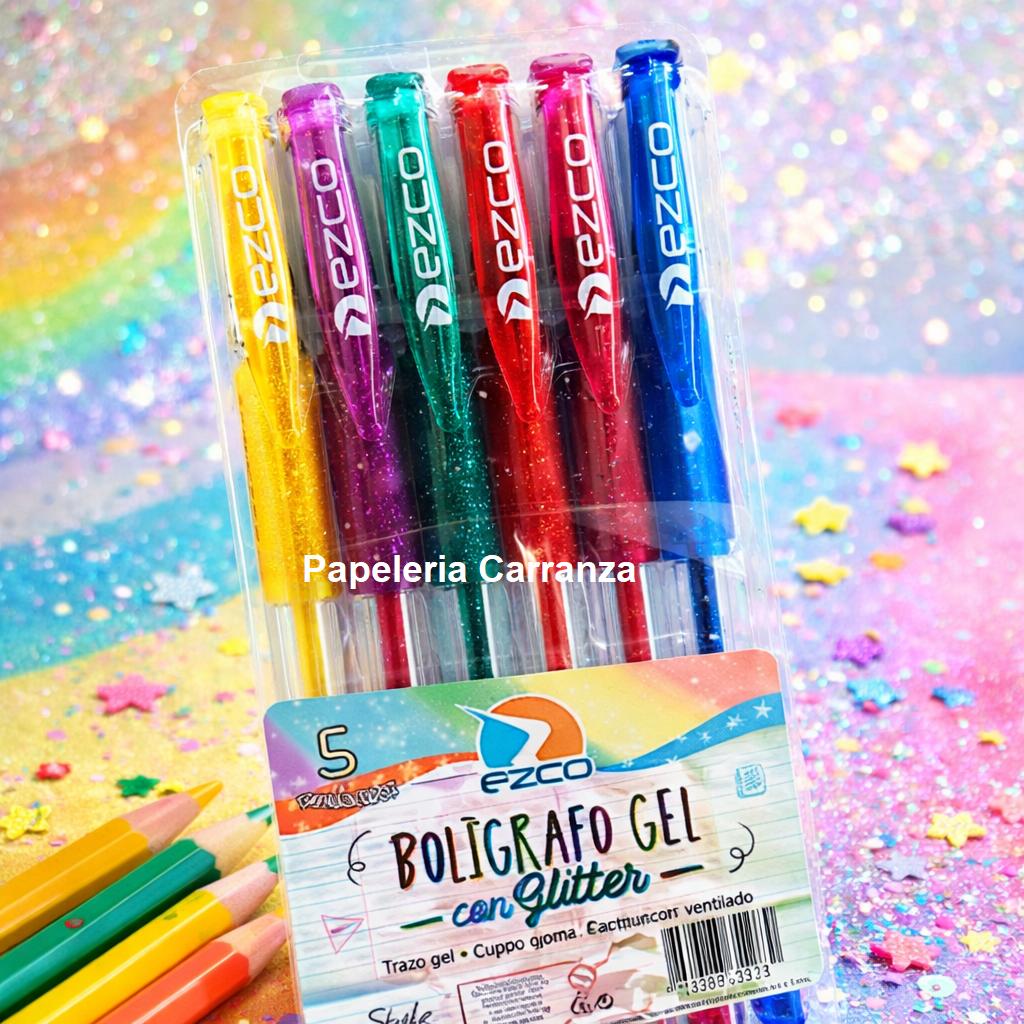 LAPICERAS EN GEL * GLITTER *  EZCO X 5 (BRILLO)