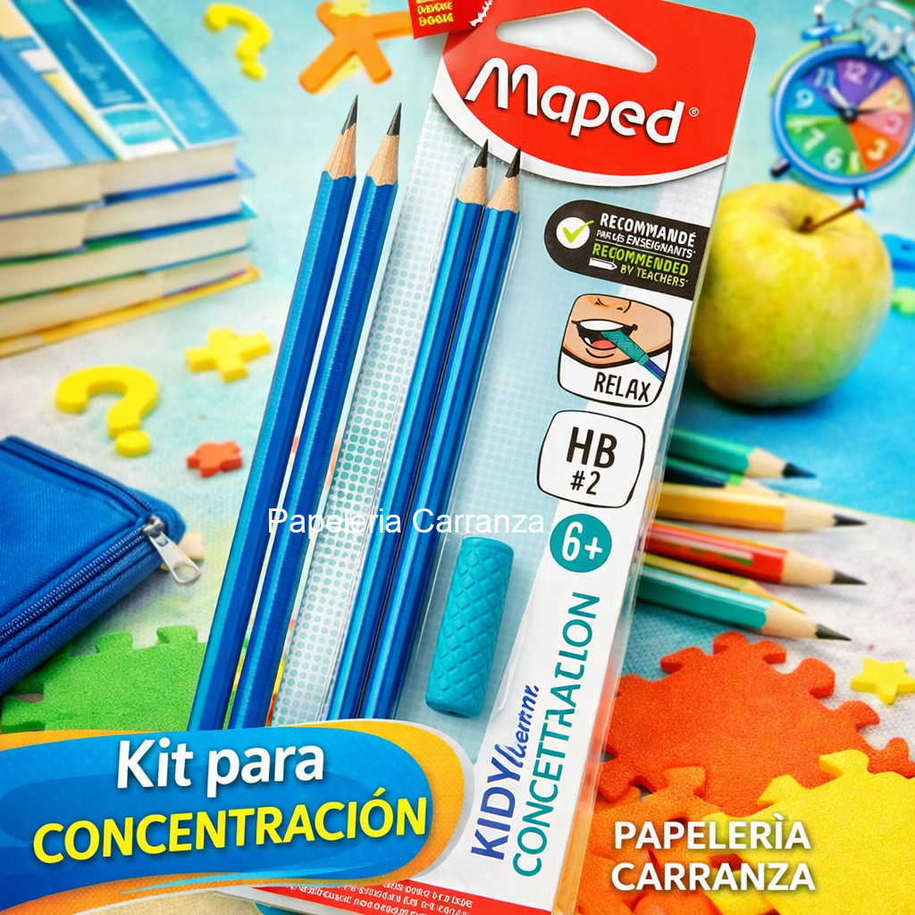 Kit MAPED CONCENTRACION * LAPIZ GRAFITO HB x 2  * Kidy Learn Concentration
