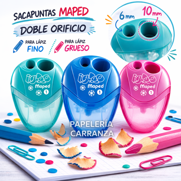 Sacapunta MAPED Con Deposito " IGLOO " DOBLE (DOS ORIFICIOS) (copia)