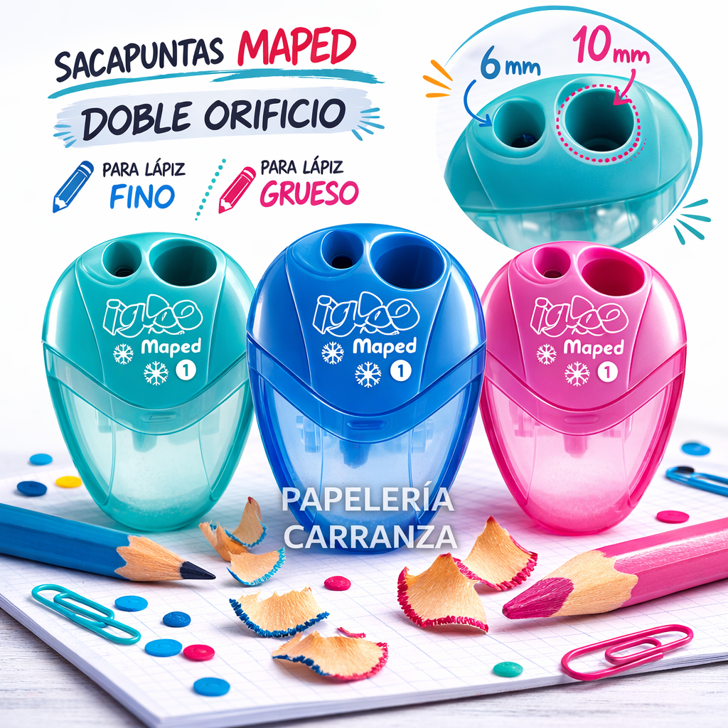Sacapunta MAPED Con Deposito " IGLOO " DOBLE (DOS ORIFICIOS) (copia)