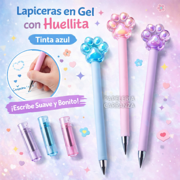 Lapicera Gel " Huellita " Tinta Azul Premium