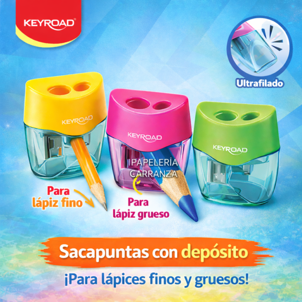 Sacapunta KEYROAD Con Deposito " MELLOW " DOBLE (DOS ORIFICIOS)
