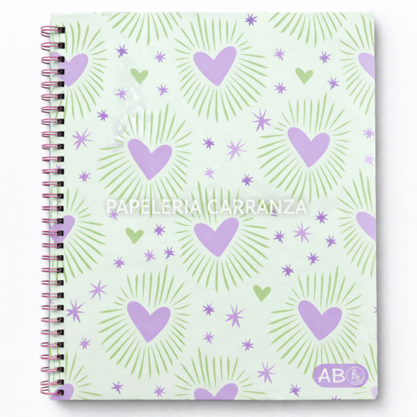 CUADERNOS C/ ESPIRAL 27 X 21 ” CORAZONES ” RY A4 60 HOJAS ABC