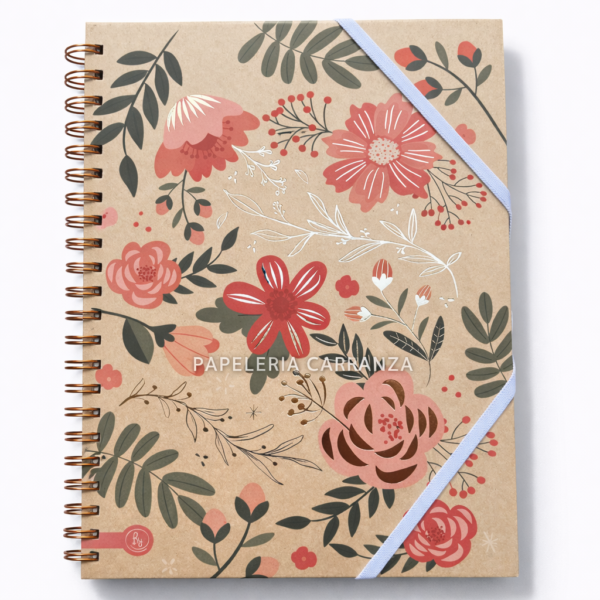 CUADERNOS UNIVERSITARIO C/ ESPIRAL KRAFTY 28 X 20 RAYADO ” FLOWERS ” A4 RY DESIGN (Con 3 Colores de hoja para separar por materia)
