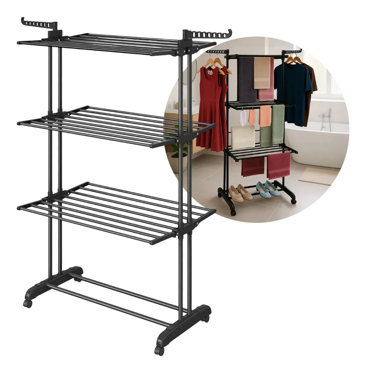 TENDER DE ROPA VERTICAL 3 NIVELES HYTOSHY REFORZADO (50 KG)