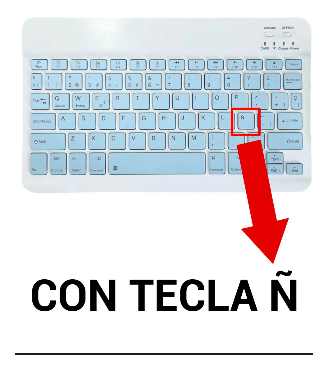 Combo Mini Inalámbrico * CELESTE PASTEL * RECARGABLE ( Teclado Recargable+ Mouse ) Pc Notebook Celular Tablet