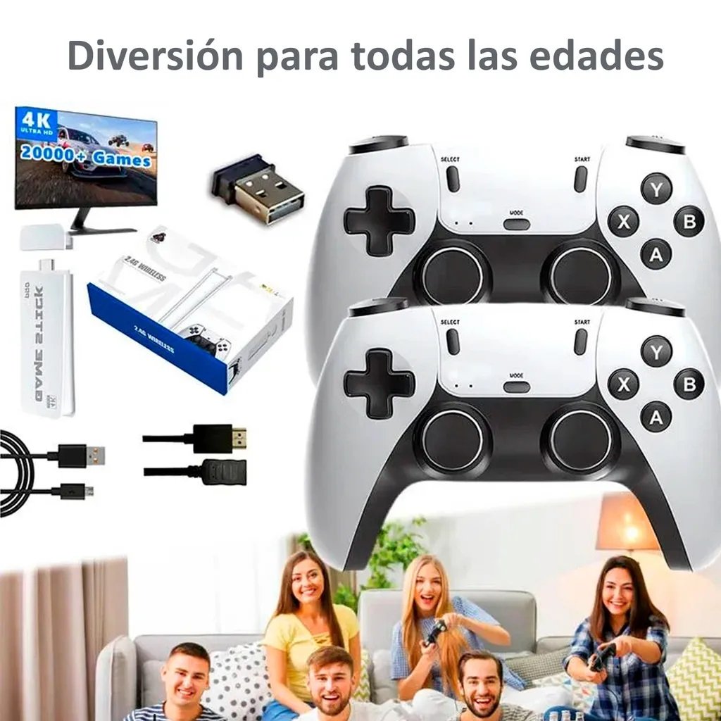 Consola de Juegos ** GAME STICK M15 PLUS **  JUEGOS (Incluye 2 JOYSTICK) 20.000 JUEGOS HDMI EMULADOR 4K