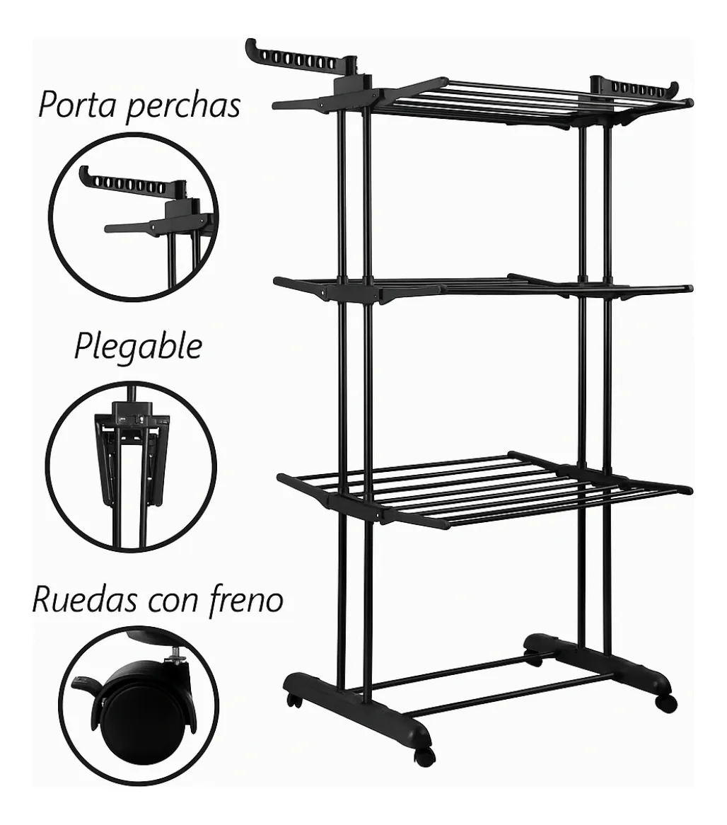 TENDER DE ROPA VERTICAL 3 NIVELES HYTOSHY REFORZADO (50 KG)