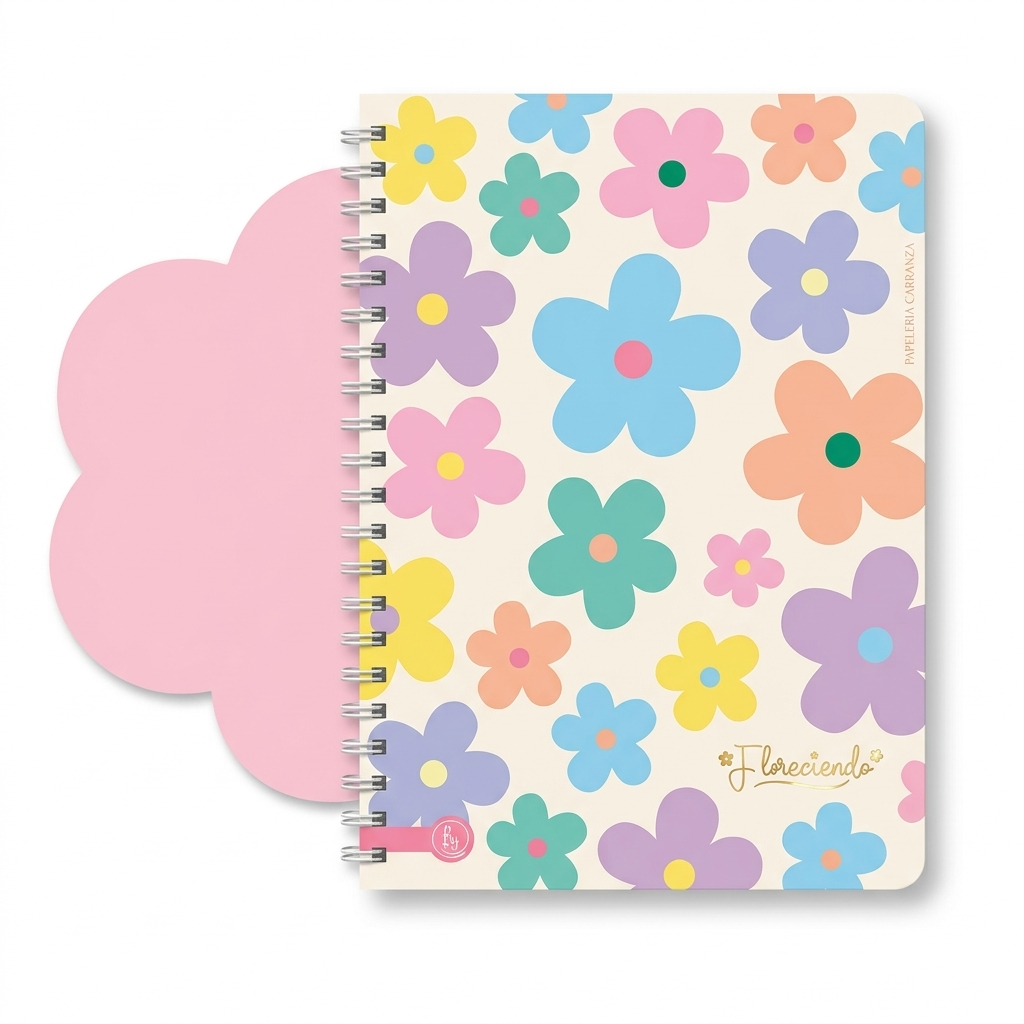 CUADERNILLO C/ ESPIRAL SEMI RIGIDO A4 RY " FLORECIENDO " 80 HOJAS