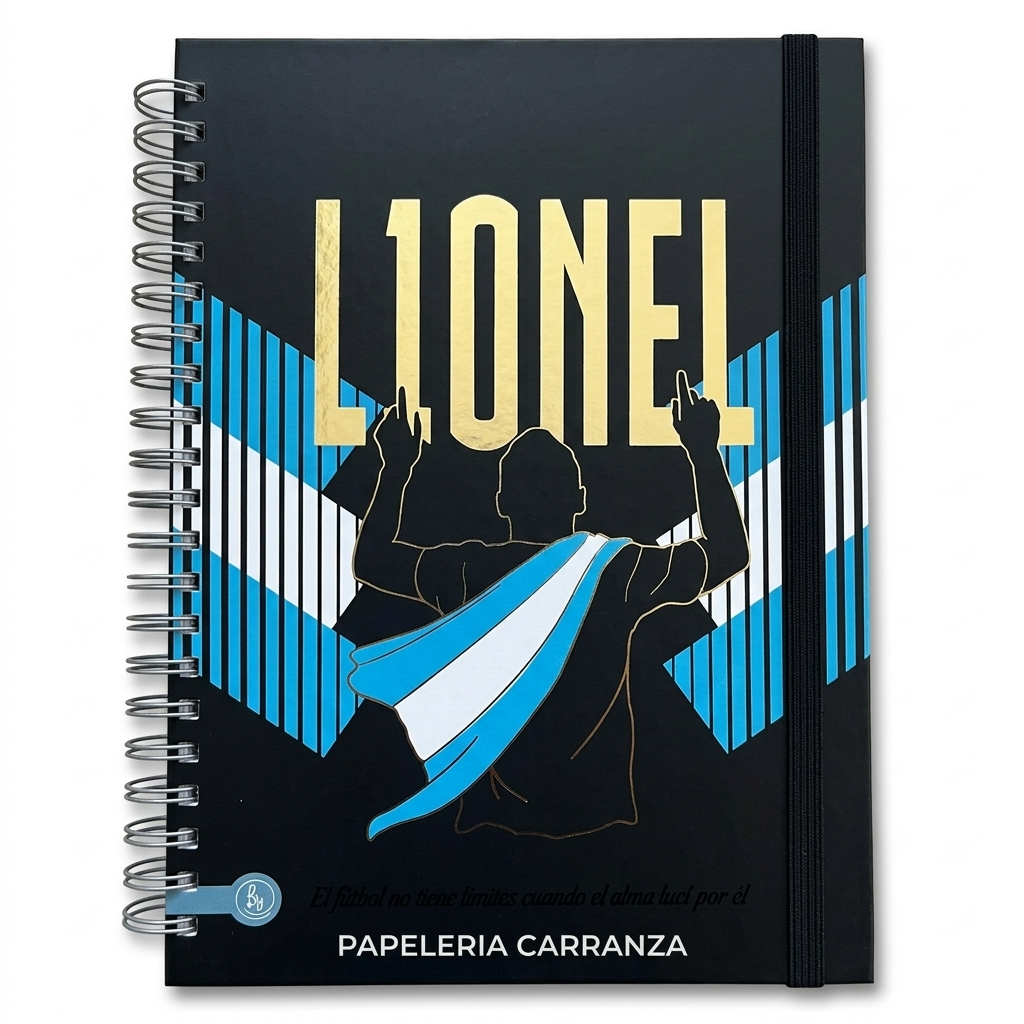 CUADERNOS UNIVERSITARIO C/ ESPIRAL 28 X 20 RAYADO ” LIONEL MESSI ” A4 RY DESIGN