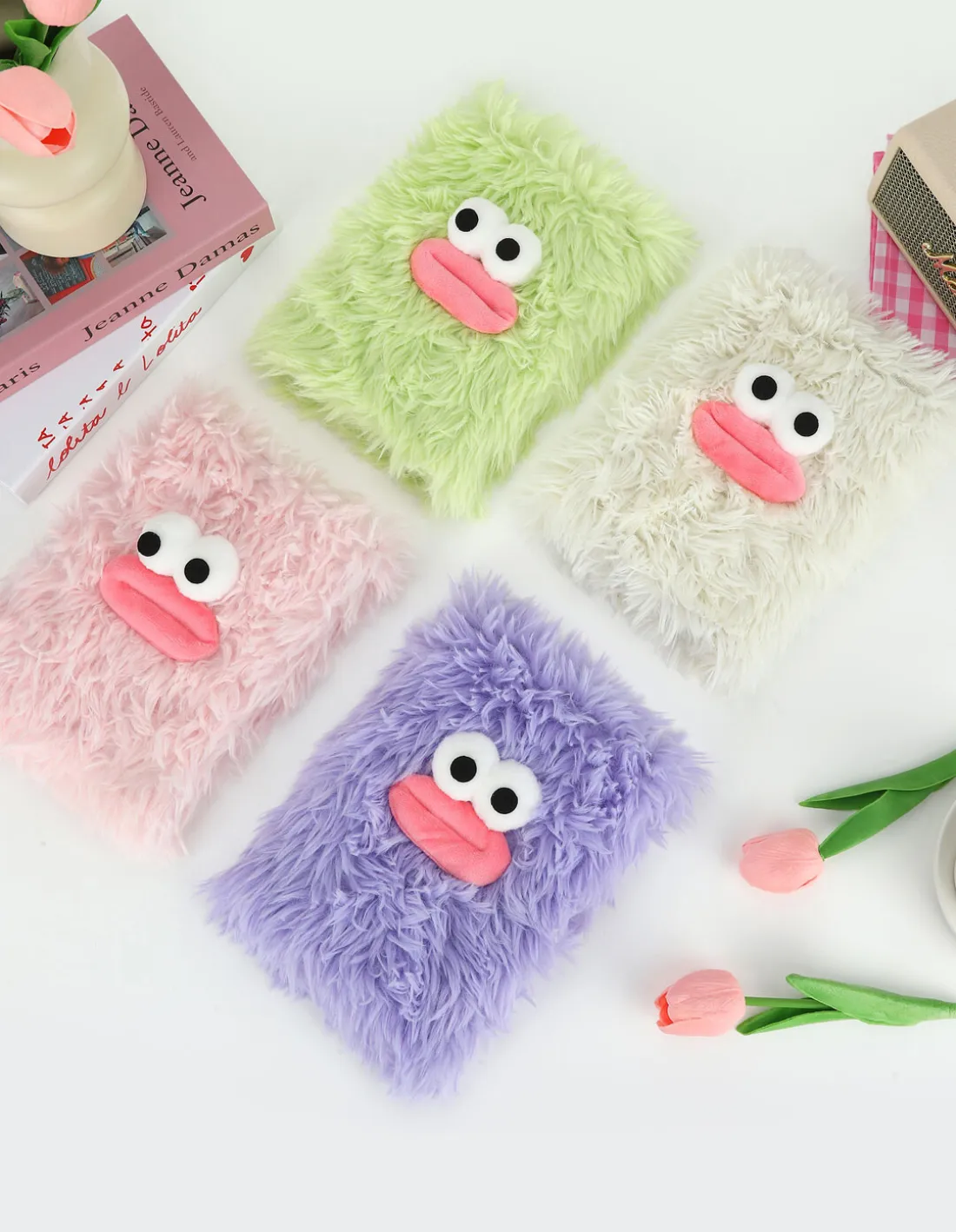 CUADERNOS C/ ESPIRAL 16 X 21 ” OJITOS ROSA CON PELUCHE ” A5 TAPA DURA