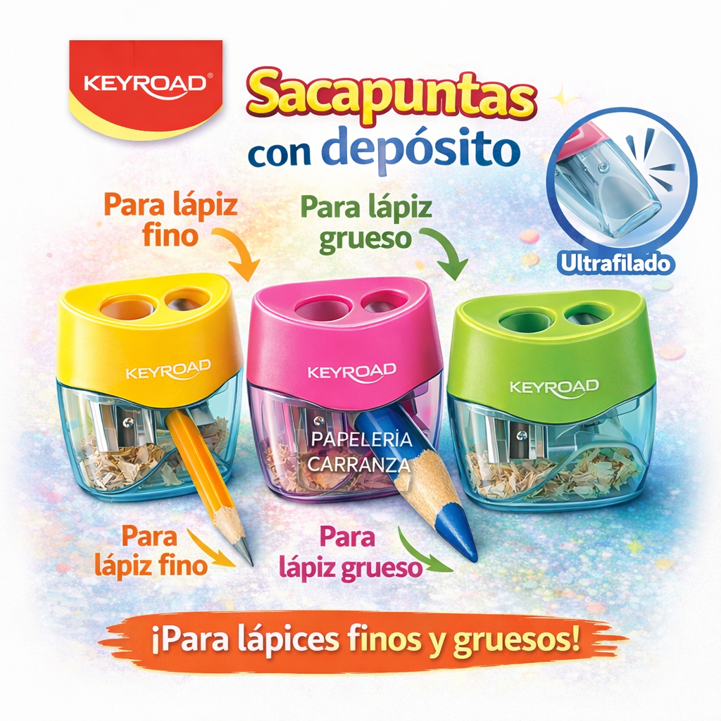 Sacapunta KEYROAD Con Deposito " MELLOW " DOBLE (DOS ORIFICIOS)