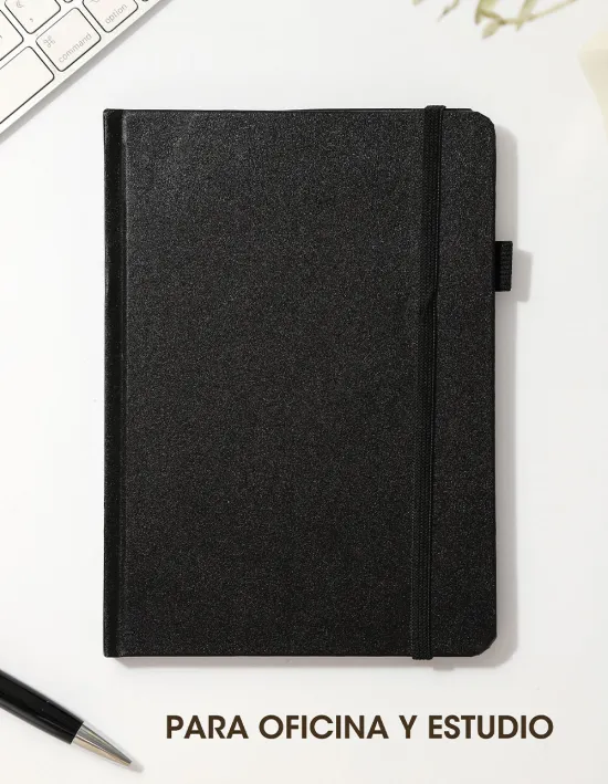 Libretas A6 "Negra De BolsilloC/ Elastico" 10 x 14 Tapa Dura Rayadas 80H