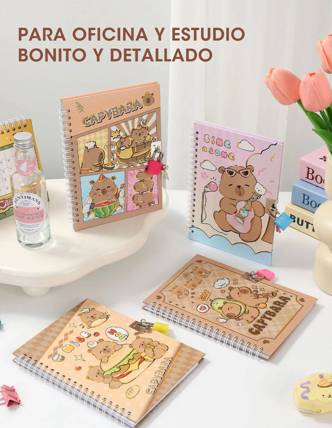 Diario Intimo A5 "Capybara" c/ Candadito Tapa Dura Reforzado