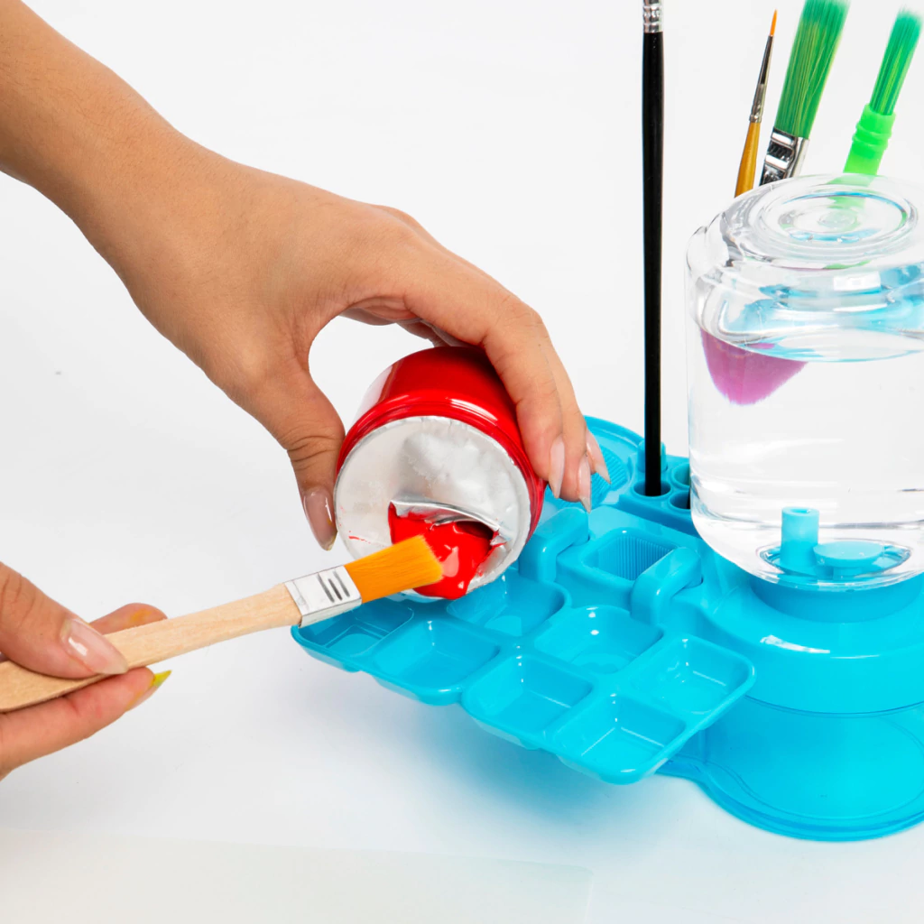 LIMPIADOR Y ORGANIZADOR DE PINCELES  Y PINTURAS - OLAMI CELESTE - CON DEPOSITO DE AGUA | ALTO RENTIMIENTO