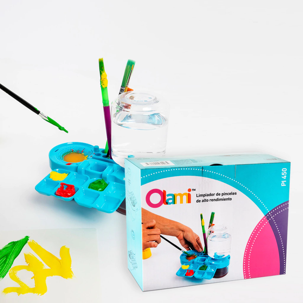 LIMPIADOR Y ORGANIZADOR DE PINCELES  Y PINTURAS - OLAMI ROSA - CON DEPOSITO DE AGUA | ALTO RENTIMIENTO