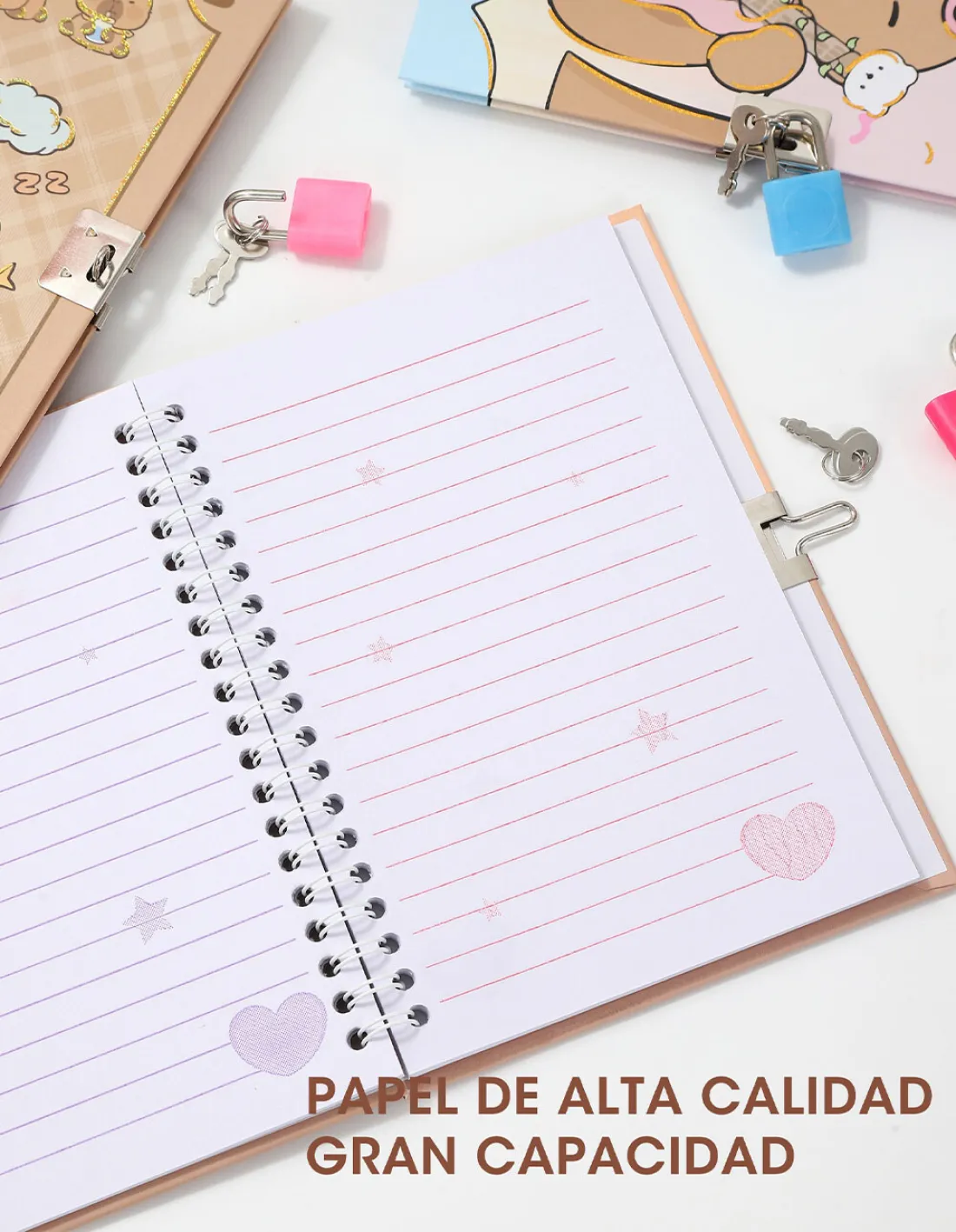 Diario Intimo A5 "Capybara" c/ Candadito Tapa Dura Reforzado