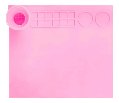 BASE DE SILICONA C/ VASITO ROSA - TIPO MANTEL - LAVABLE PRACTICO FACIL