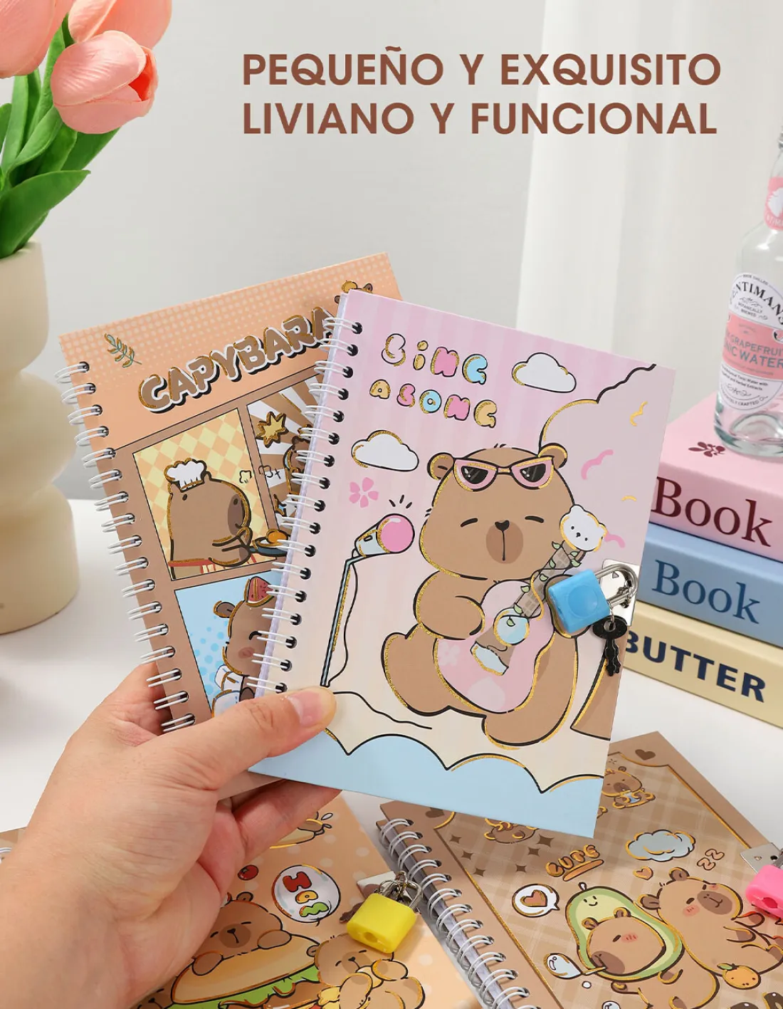 Diario Intimo A5 "Capybara" c/ Candadito Tapa Dura Reforzado