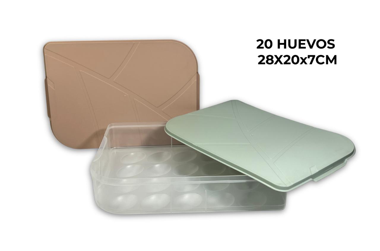 Huevera Dispenser *Organizador de 20 Huevos * con Tapa Contenedor