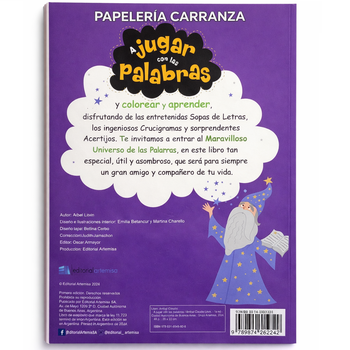 Librito Artemisa " A JUGAR CON LAS PALABRAS " Educativo 28x22 (CRUCIGRAMAS, SOPAS DE LETRAS, ACERTIJOS) Potencia tu vocabulario