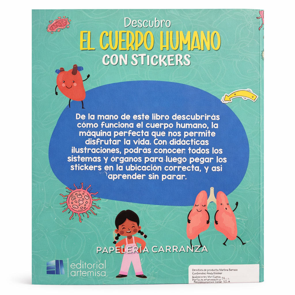 Librito Artemisa " descubro EL CUERPO HUMANO " Educativo 29x21 (Con Stickers)