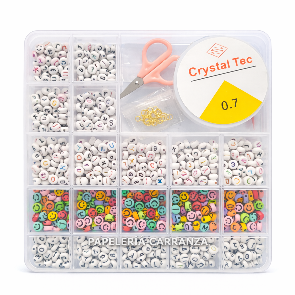 Set de Bijou Infantil - Pulseras CRYSTAL TEC - C/ Estuche Rígido + Tijeritas + Rollo de Tanza