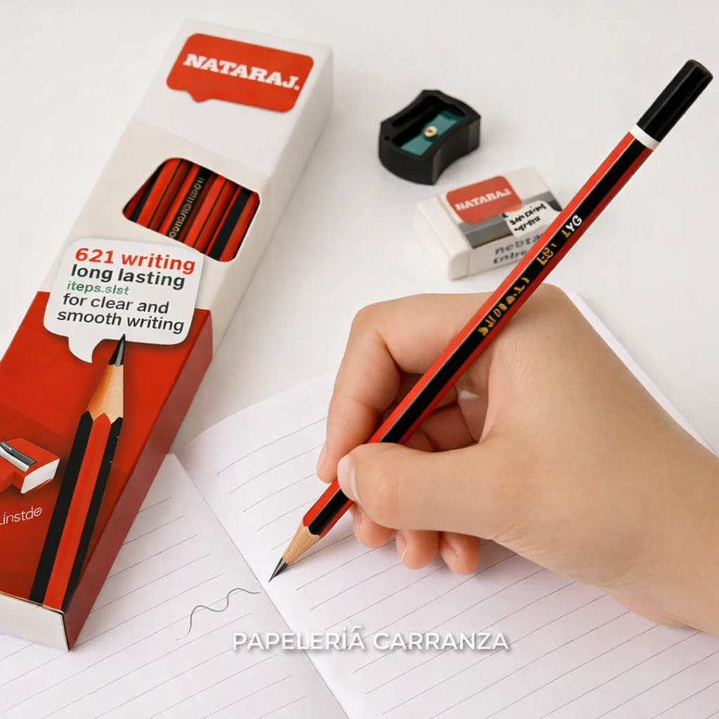 KIT Lapiz Negro "NATARAJ" Grafito // CAJA X 12 // + Borrador + Sacapuntas