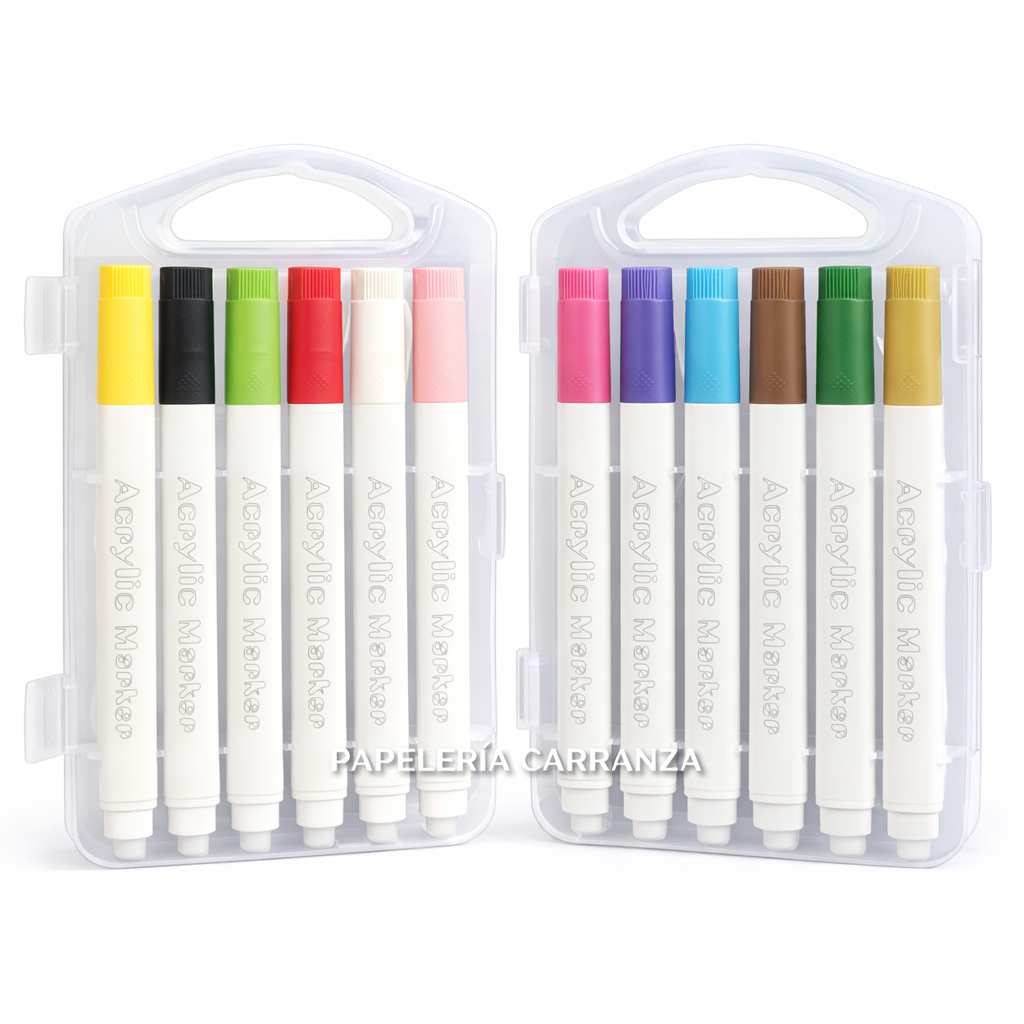 MARCADOR DE ACRILICO PUNTA PINCEL ** SOFT x 12 ** C/ ESTUCHE RIGIDO - NAUGHTHUE