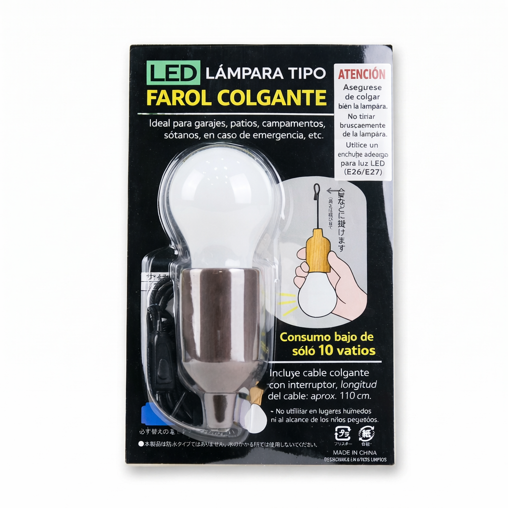 Focos Led con Interruptor cordón para Colgar (lleva Piilas)