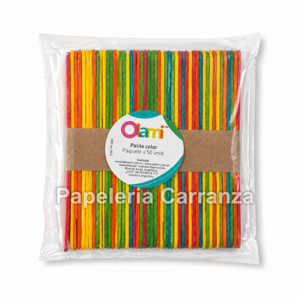 Palitos de Helado OLAMI " COLORES " x 50 unidades