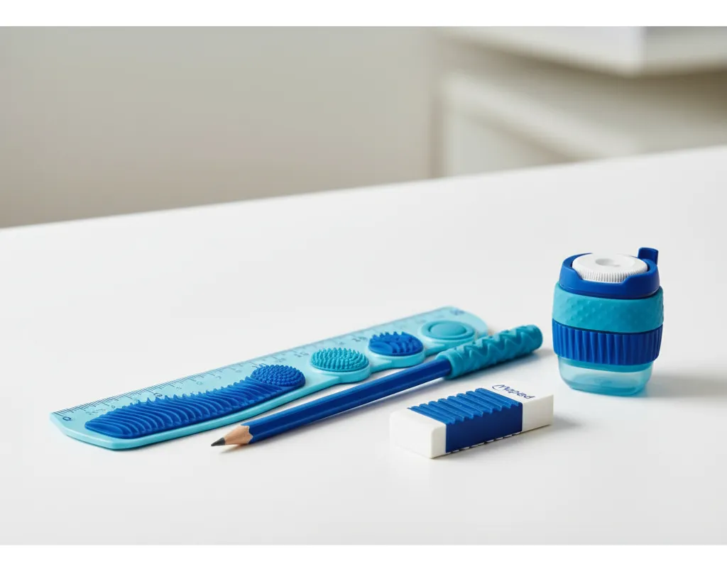 Kit MAPED CONCENTRACION * Set Completo x 4 Piezas * Kidy Learn Concentration (Lapiz + Capuchón + Sacapuntas c/ deposito + Goma de Borrar + Regla de 20 cm
