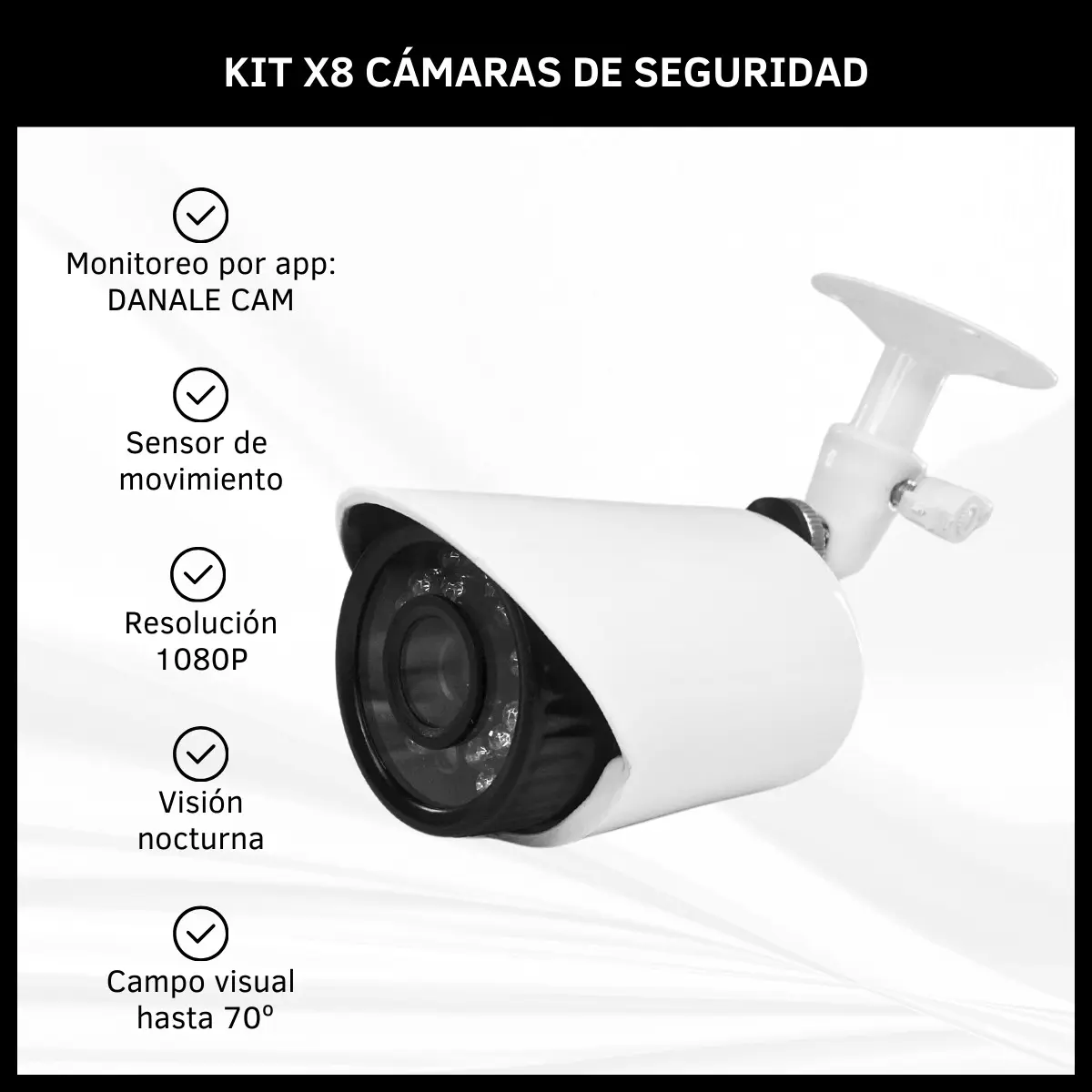 KIT Camaras de Seguridad * DVR + 8 CAMARAS + CABLES + FUENTES * (INTERIOR - EXTERIOR) VISION NOCTURNA Cctv HDMI