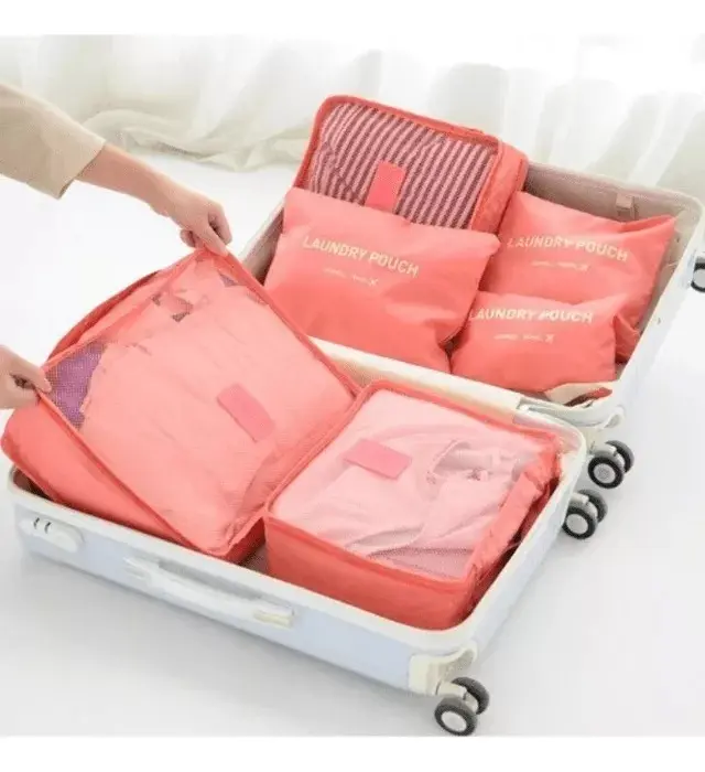 Sets Organizadores de Valijas x 6 unidades CORAL (Ideal para viajeros)