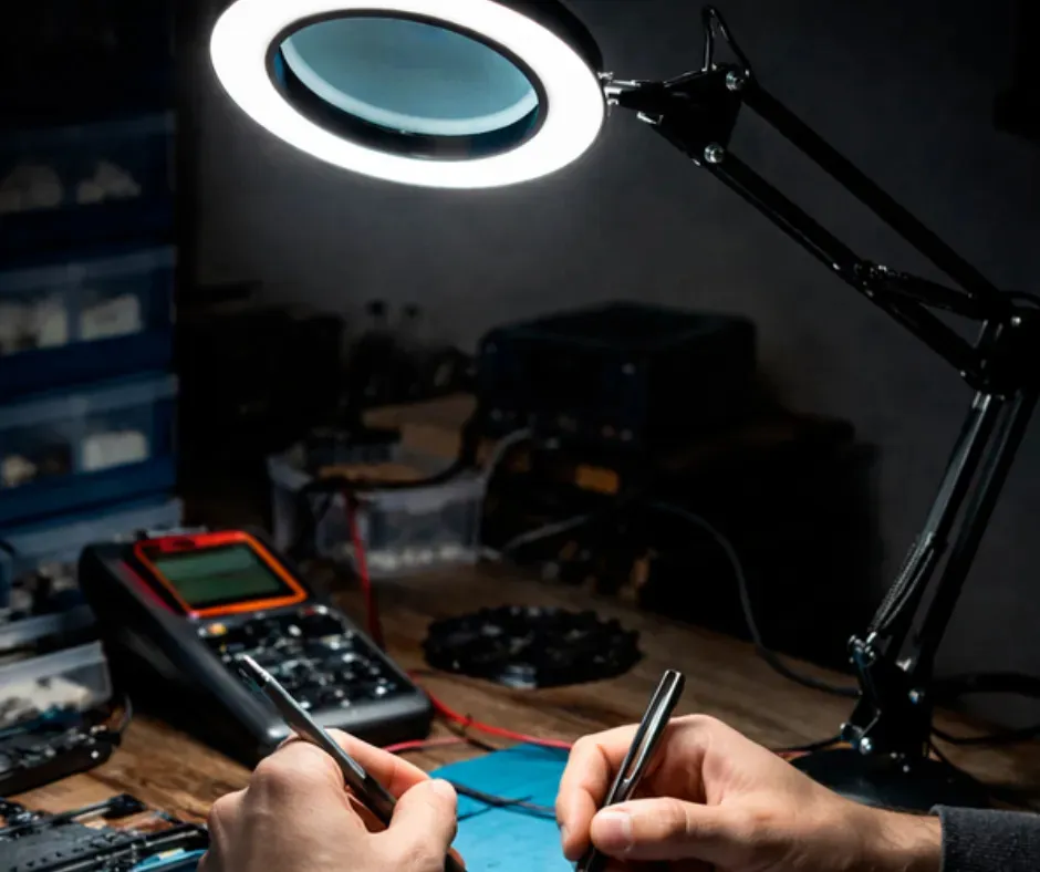 Lamparas de escritorio Flexible Time * Aro de luz con Lupa *  c/ Pinza de agarre (3 tipos de luz)